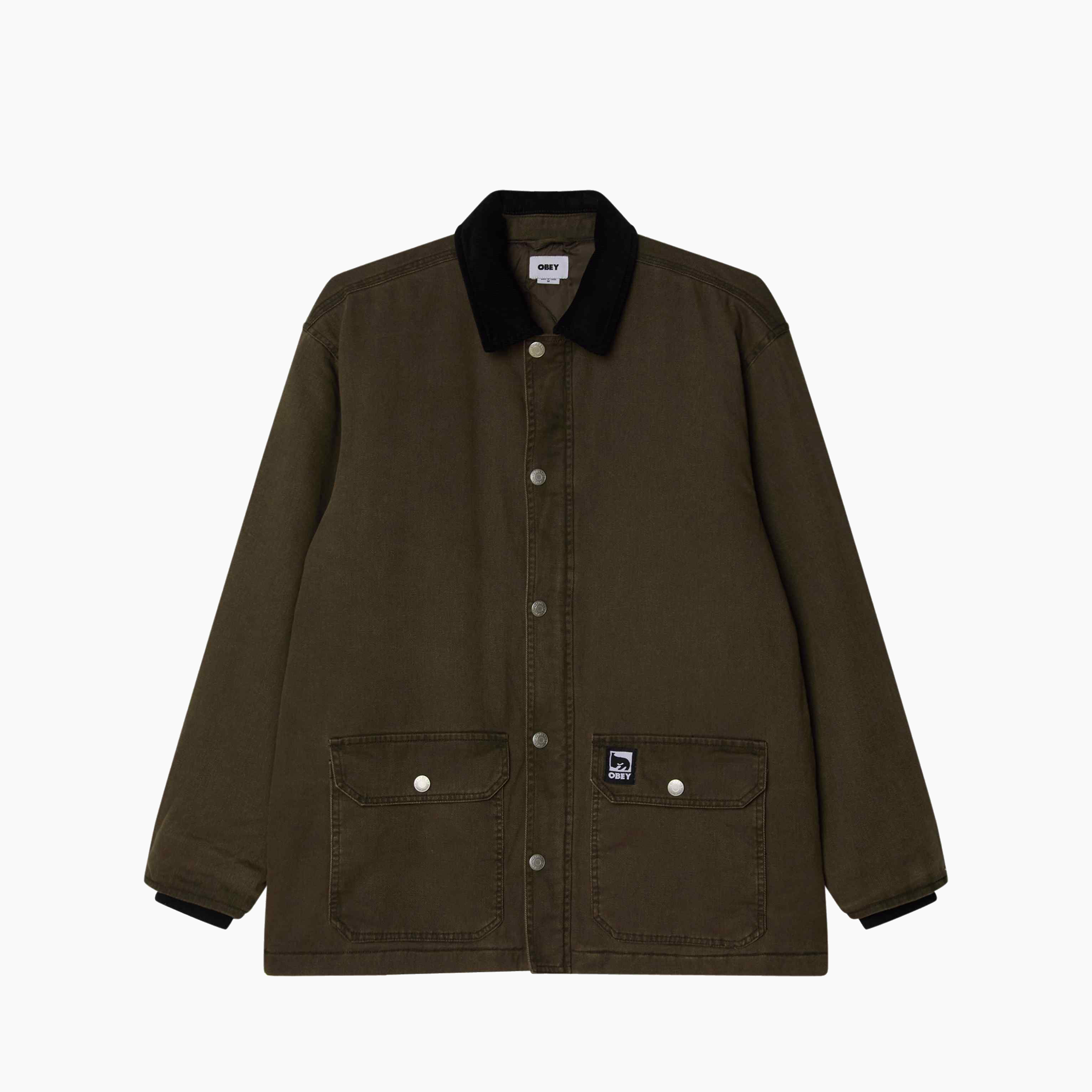 OBEY CLOTHING NORTON BARN COAT BLACK OLIVE FADED WASH 121800606-BOV