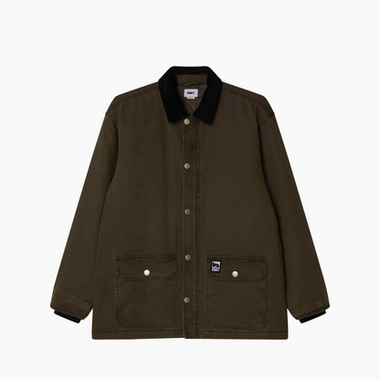 OBEY CLOTHING NORTON BARN COAT BLACK OLIVE FADED WASH 121800606-BOV
