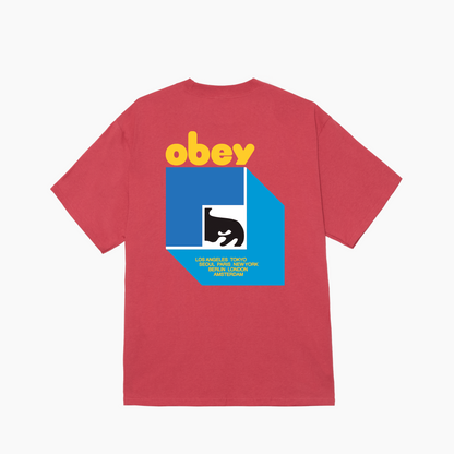 OBEY CLOTHING PEEP HOLE CLASSIC T-SHIRT MINERAL RED 165264346-MIR