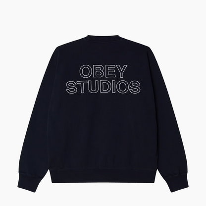 OBEY CLOTHING STUDIOS FADED CREW DARK NAVY 112480169-DNV