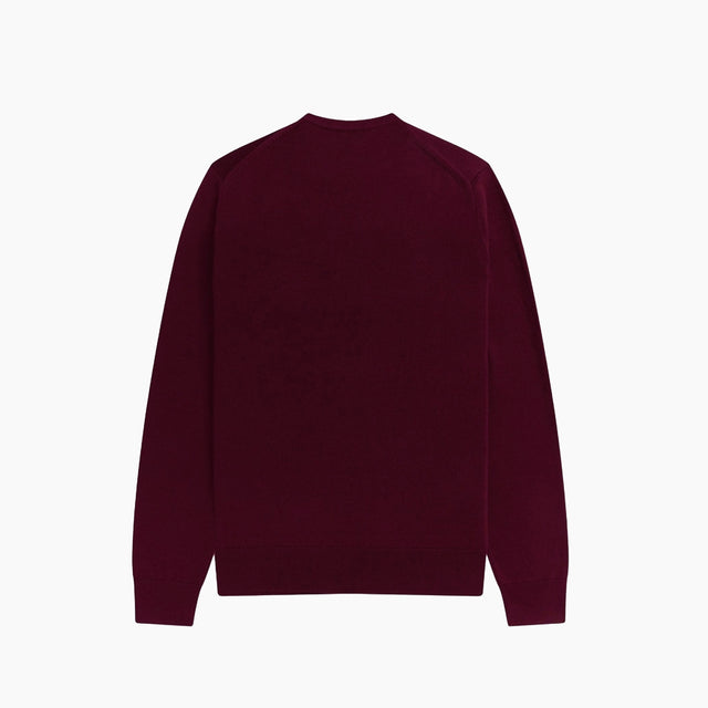 FRED PERRY SWEATER BASIC LOGO BURGUNDY & WHT - 6310