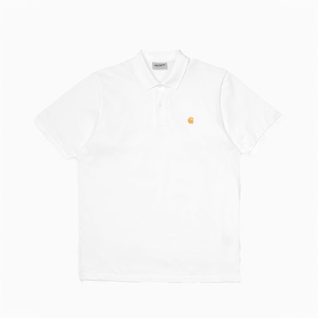 CARHARTT WIP CHASE PIQUE POLO WHITE & GOLD - I023807