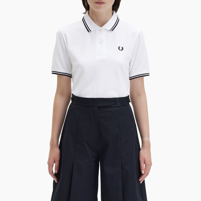 FRED PERRY POLO BASIC LOGO WHT & BLK - G3600