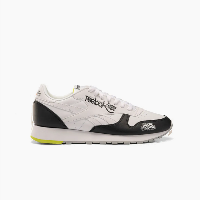 REEBOK CLASSIC LEATHER WHITE BLACK & ACID YELLOW - 100075004