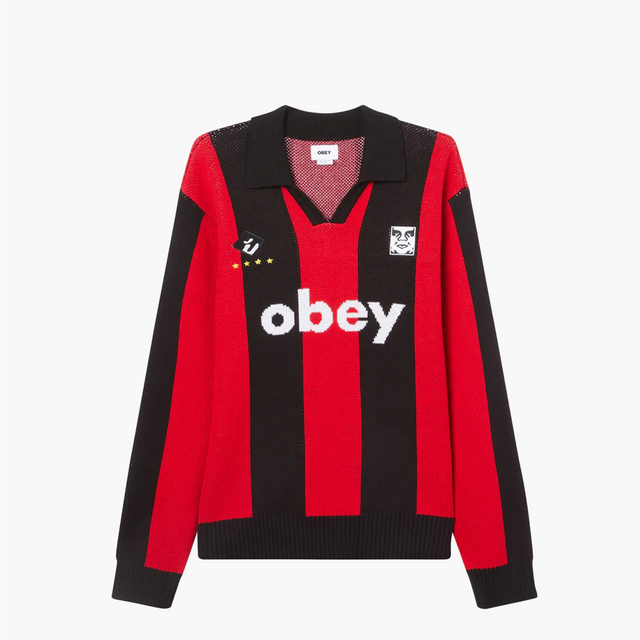 OBEY CLOTHING SOCCER JERSEY SWEATER RED 151000090