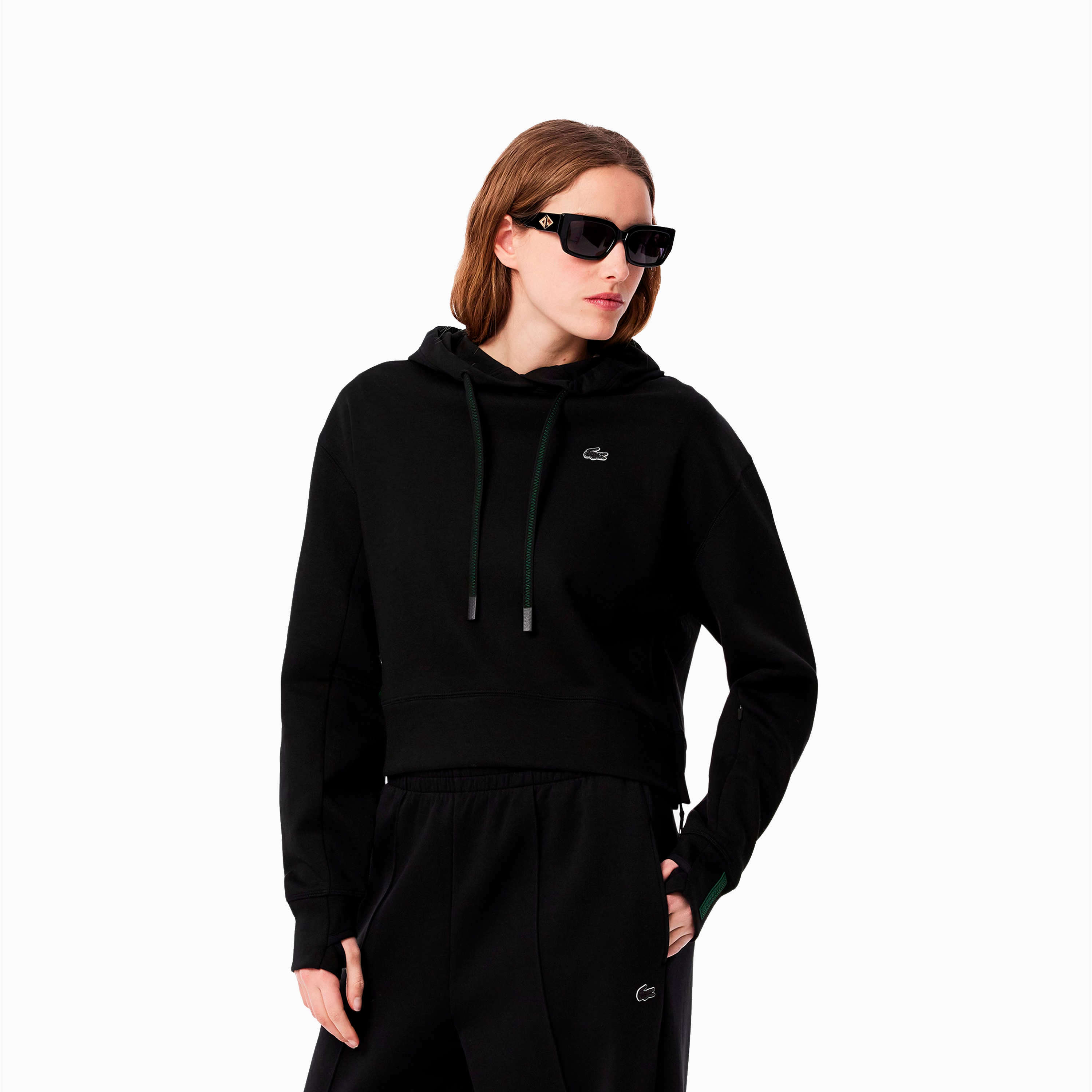 LACOSTE CROP HOODIE BLACK SF0281-031