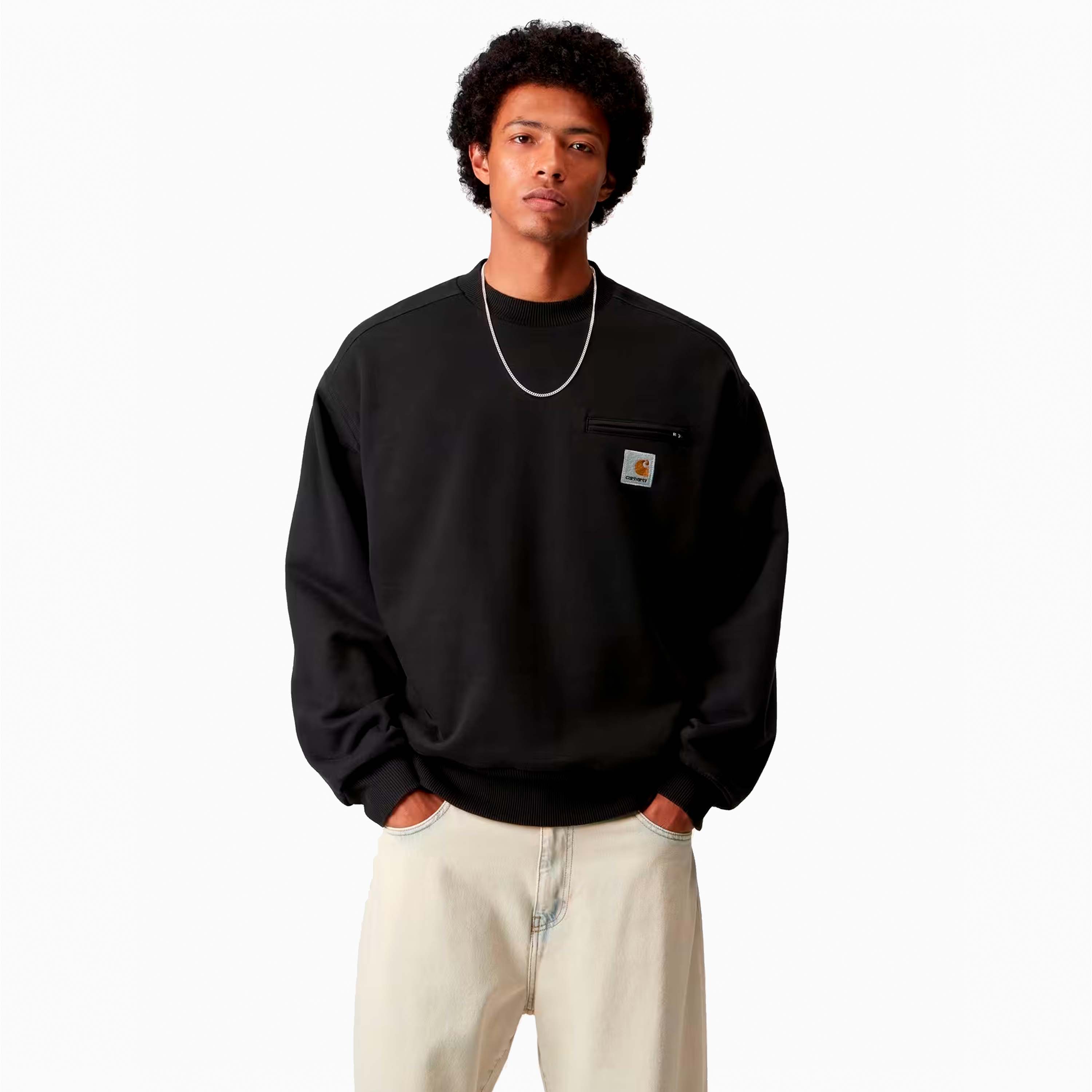 CARHARTT WIP SWEAT DETROIT NOIR LAVÉ I035547-89