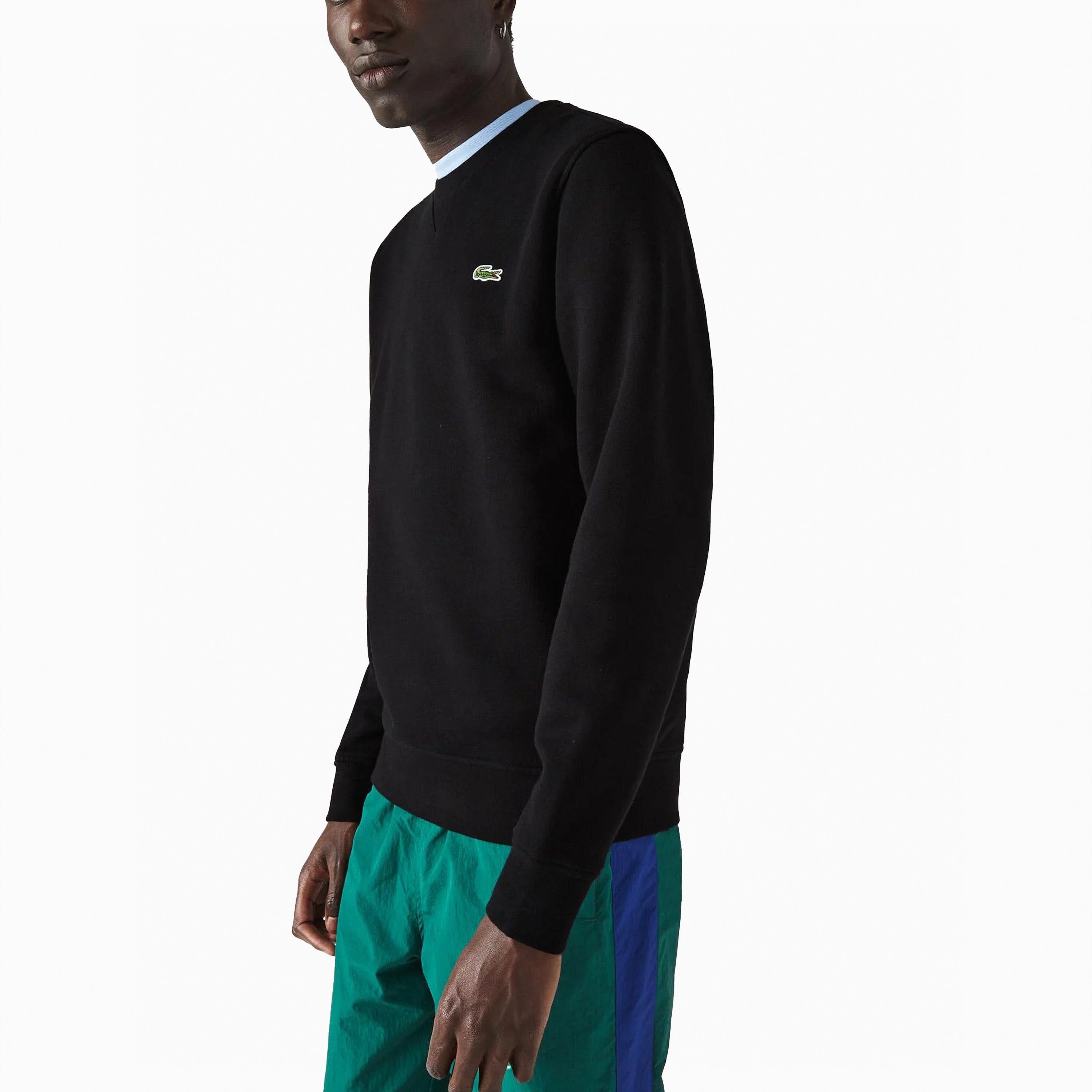 LACOSTE LIVE CREW SWEAT BASIC LOGO AND BLACK - SH1505