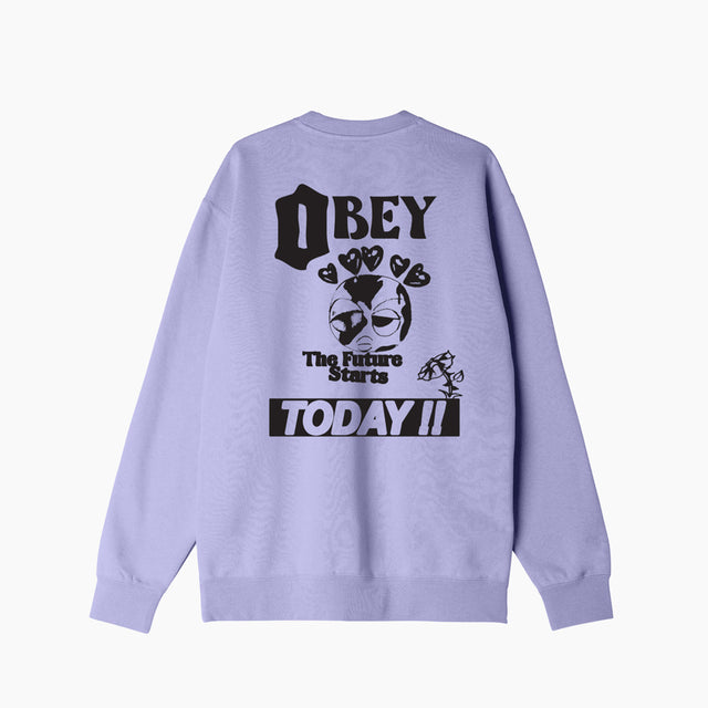 OBEY CLOTHING THE FUTURE STARTS TODAY CREW SWEAT DIGITAL LAVENDER - 112863577