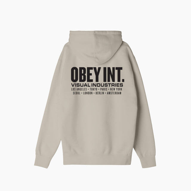 OBEY CLOTHING INT. VISUAL INDUSTRIES HOODED SWEAT SILVER GREY - 112843553