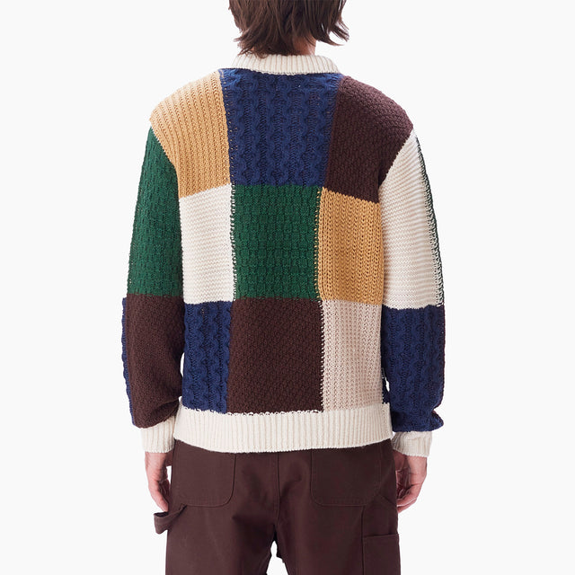 OBEY CLOTHING OLIVER PATCHWORK SWEATER UNBLEACHED MULTI - 151000074