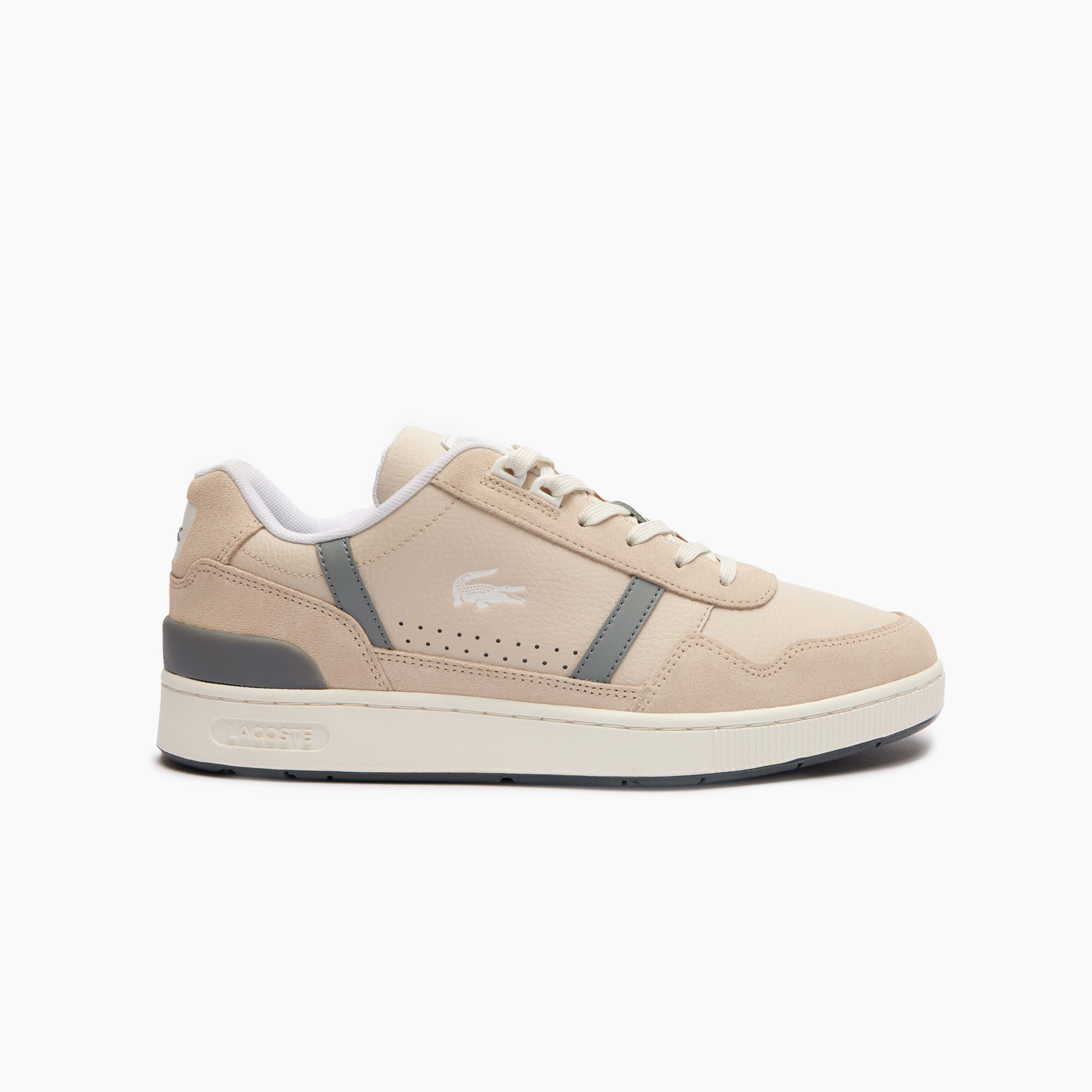 LACOSTE T-CLIP TONAL LEATHER BEIGE & DARK GRAY - 47SMA0067