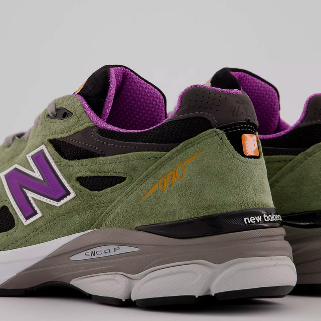 NEW BALANCE 990v3 MADE IN USA OLIVE LEAF & BLACK - M990TC3