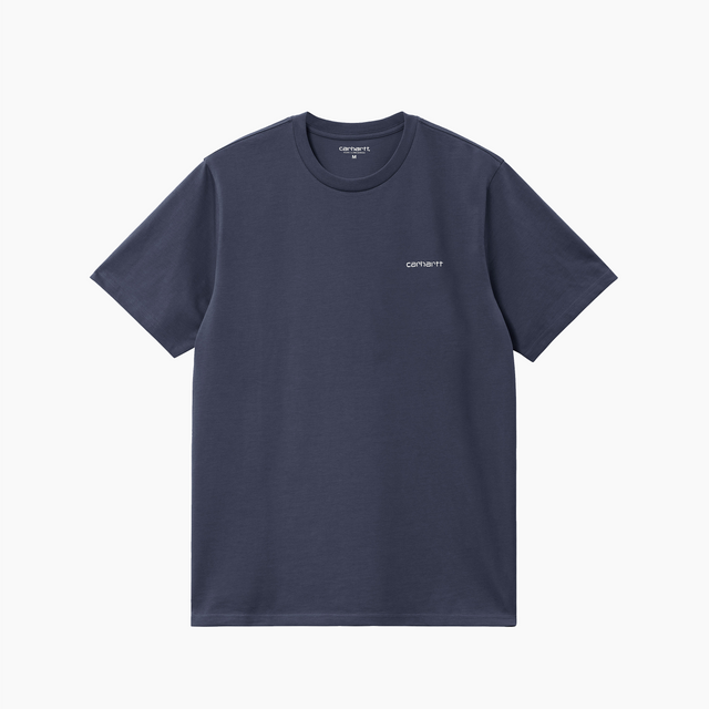 CARHARTT WIP SCRIPT BRODERIE T-SHIRT AIR FORCE BLEU ET BLANC - I030435";;"