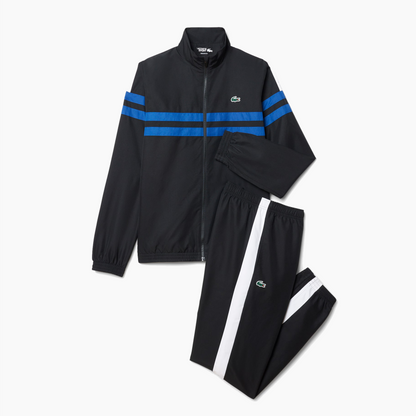 LACOSTE TENNIS PRINTED TRACKSUIT BLACK BLUE & WHITE WH4766-7LI