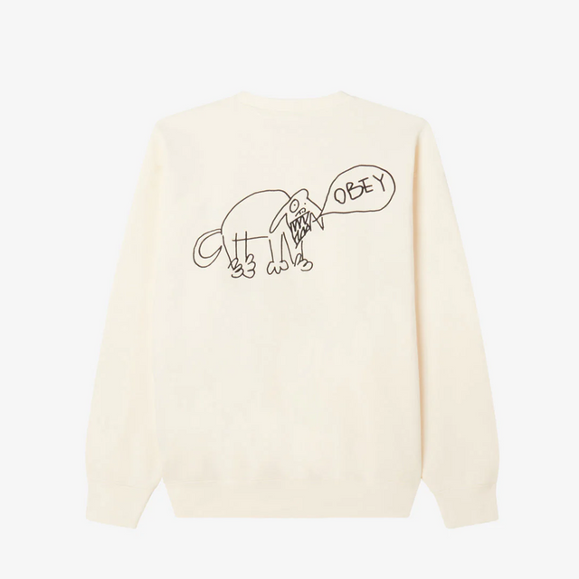 OBEY CLOTHING DOG DOODLE CREWNECK UNBLEACHED 112480155