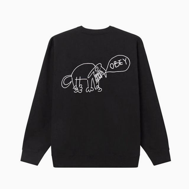 OBEY CLOTHING DOG DOODLE CREWNECK BLACK 112480155