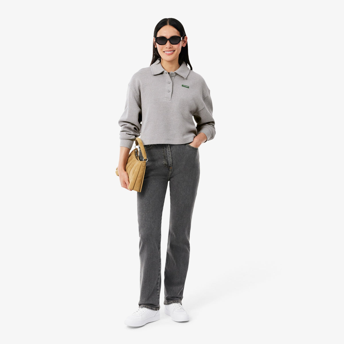 LACOSTE SUDADERA OVERSIZE CON CUELLO POLO DE CANALÉ ARGENT CHINE SF8368