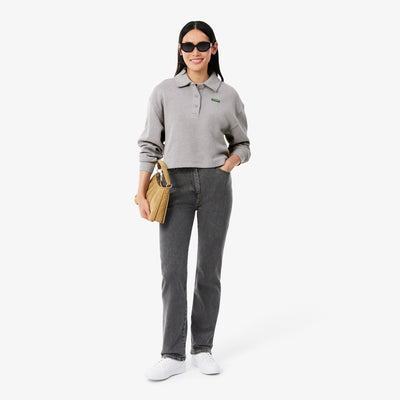 LACOSTE SUDADERA OVERSIZE CON CUELLO POLO DE CANALÉ ARGENT CHINE SF8368