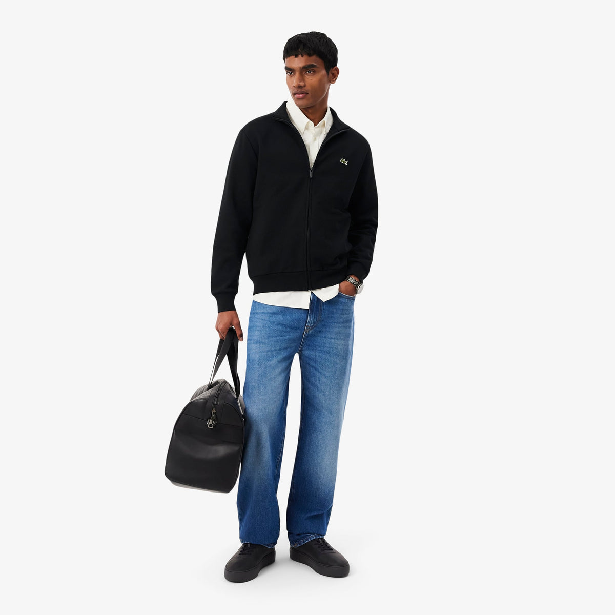 LACOSTE SUDADERA CON CREMALLERA DE FELPA DE ALGODÓN NOIR SH2195