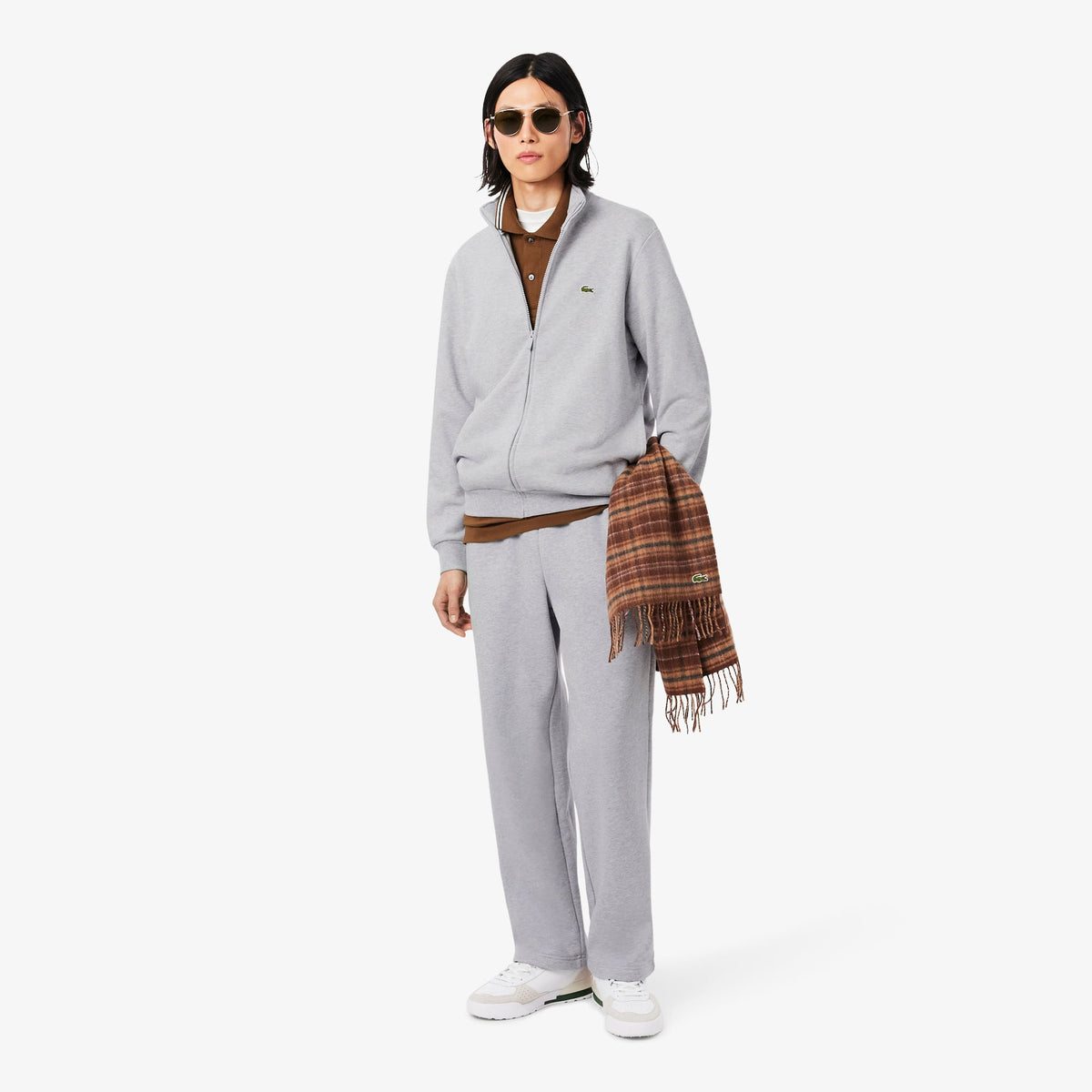 LACOSTE SUDADERA CON CREMALLERA DE FELPA DE ALGODÓN ARGENT CHINE SH2195