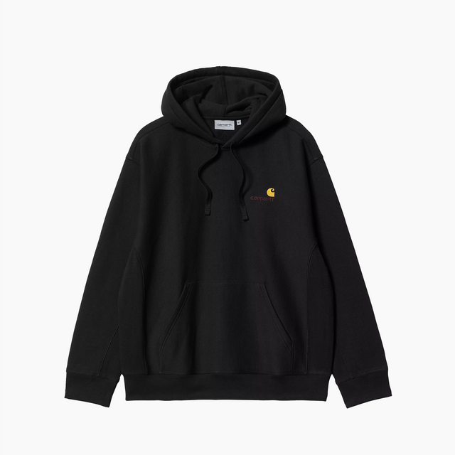 CARHARTT WIP HOODED AMERICAN SCRIPT SWEATSHIRT BLACK - I028279