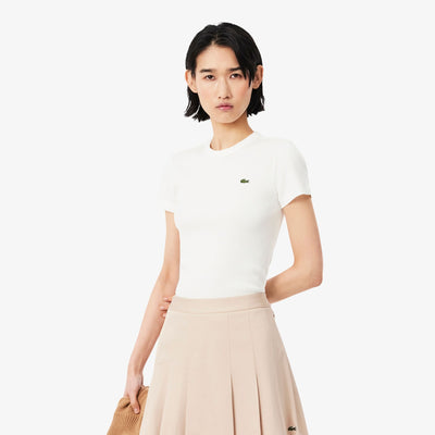 LACOSTE CAMISETA DE CANALÉ DE ALGODÓN ORGÁNICO CORTE AJUSTADO FARINE TF5538