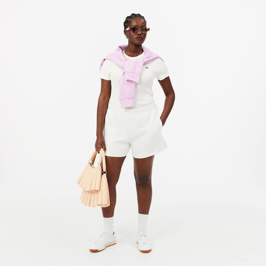 LACOSTE CAMISETA DE CANALÉ DE ALGODÓN ORGÁNICO CORTE AJUSTADO FARINE TF5538