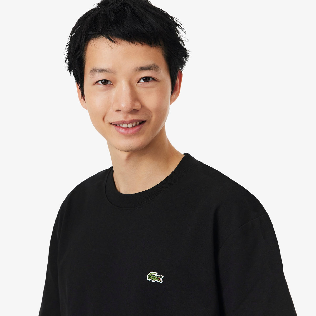 LACOSTE CAMISETA DE PUNTO JERSEY DE ALGODÓN GRUESO NOIR TH0876