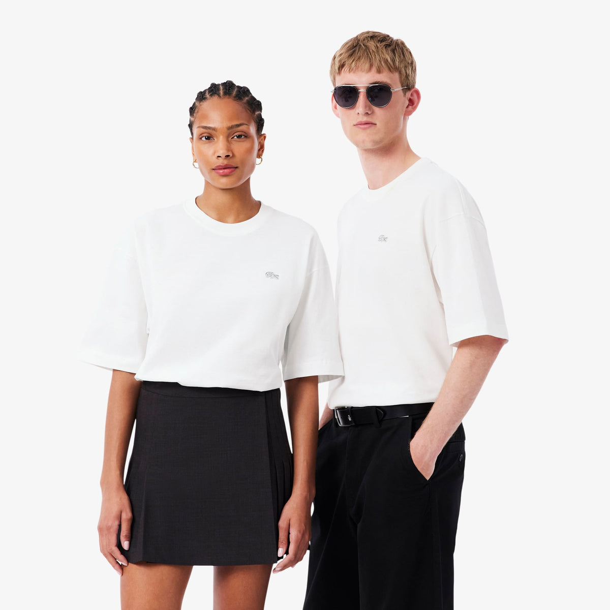 LACOSTE CAMISETA DE PUNTO JERSEY DE ALGODÓN GRUESO CORTE AMPLIO BLANC TH9441