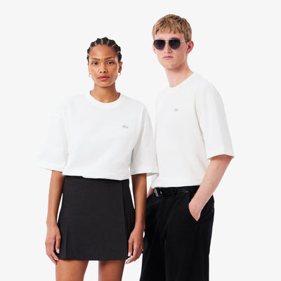 LACOSTE CAMISETA DE PUNTO JERSEY DE ALGODÓN GRUESO CORTE AMPLIO BLANC TH9441