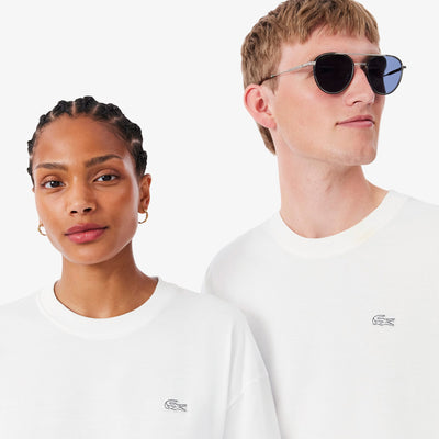 LACOSTE CAMISETA DE PUNTO JERSEY DE ALGODÓN GRUESO CORTE AMPLIO BLANC TH9441