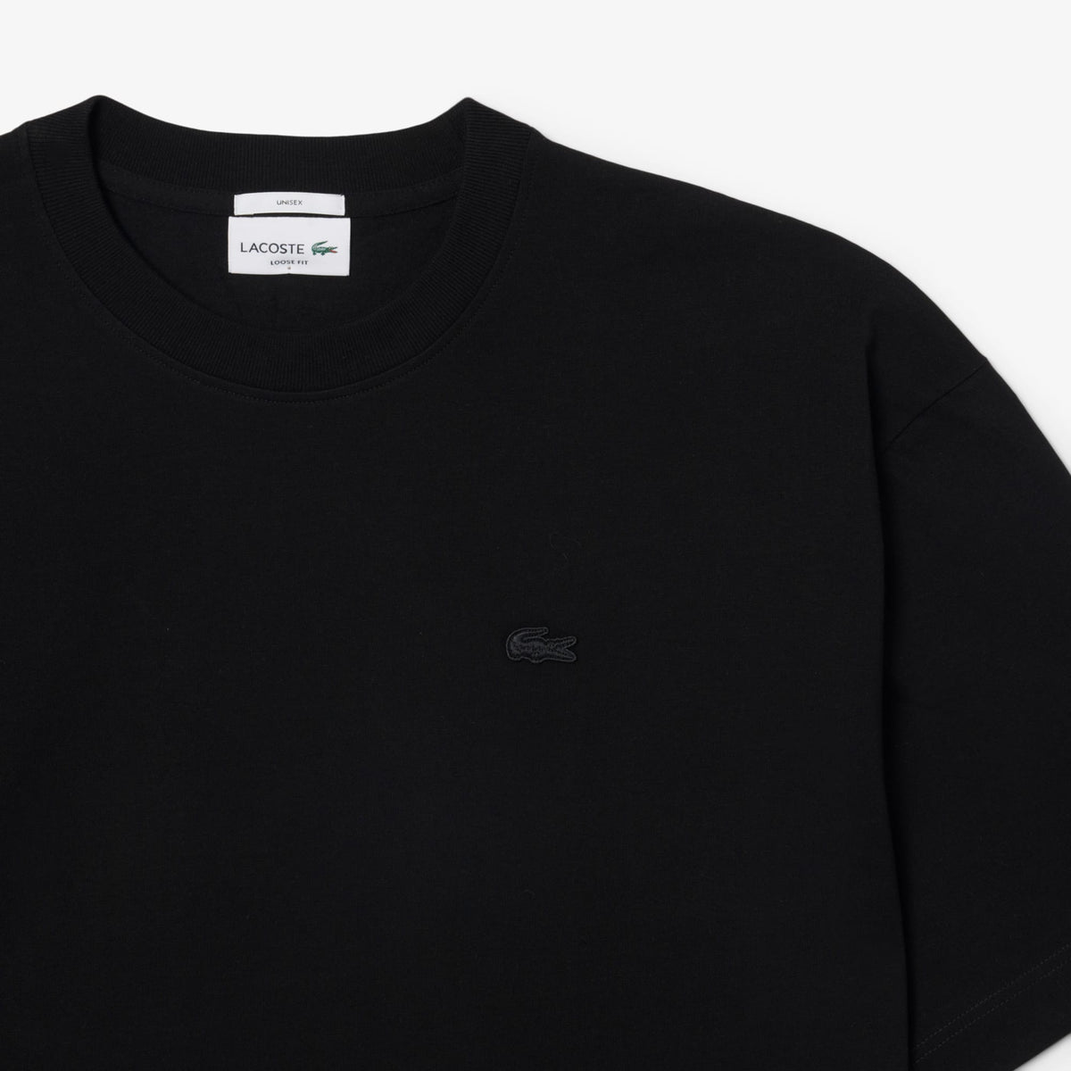 LACOSTE CAMISETA DE PUNTO JERSEY DE ALGODÓN GRUESO CORTE AMPLIO NOIR TH9441
