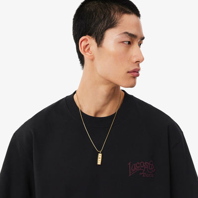 LACOSTE CAMISETA DE PUNTO JERSEY DE ALGODÓN GRUESO CON BORDADO NOIR TH9985