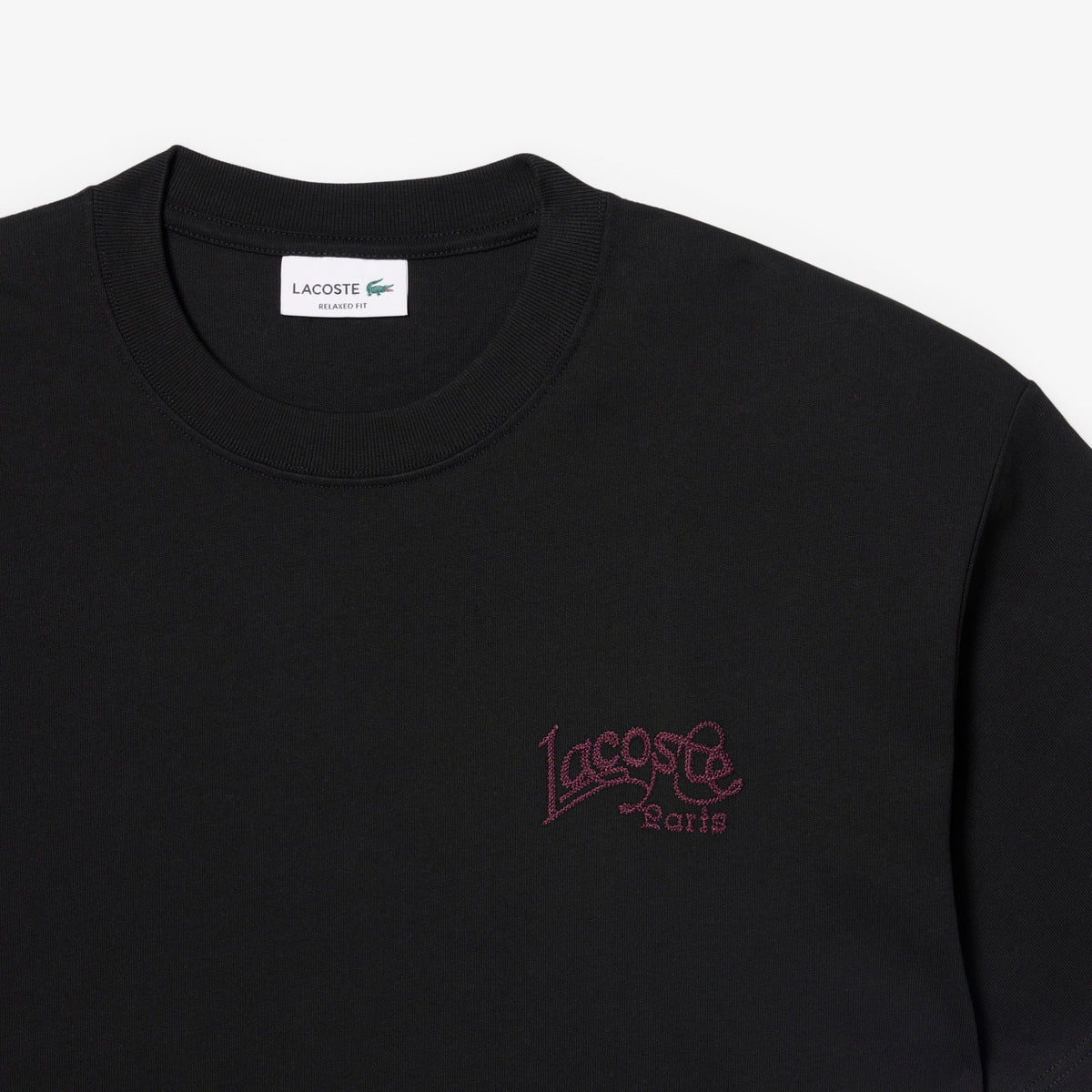 LACOSTE CAMISETA DE PUNTO JERSEY DE ALGODÓN GRUESO CON BORDADO NOIR TH9985