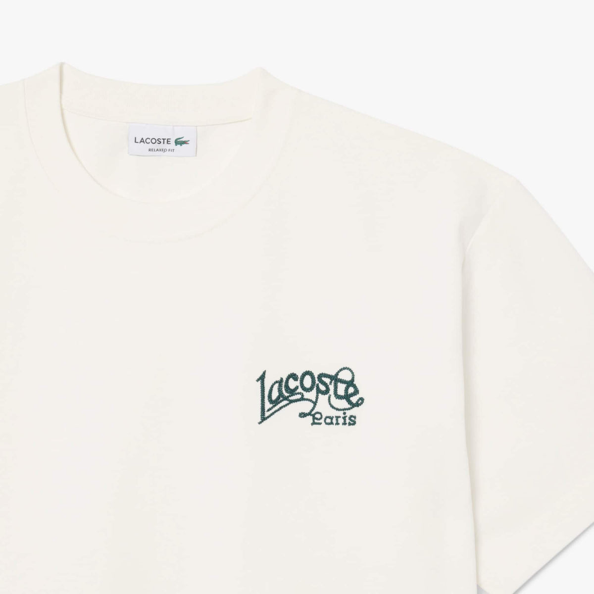 LACOSTE CAMISETA DE PUNTO JERSEY DE ALGODÓN GRUESO CON BORDADO FARINE TH9985