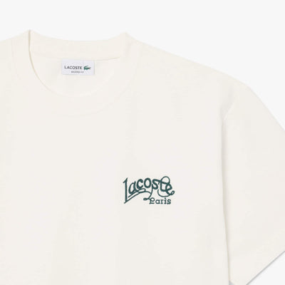 LACOSTE CAMISETA DE PUNTO JERSEY DE ALGODÓN GRUESO CON BORDADO FARINE TH9985