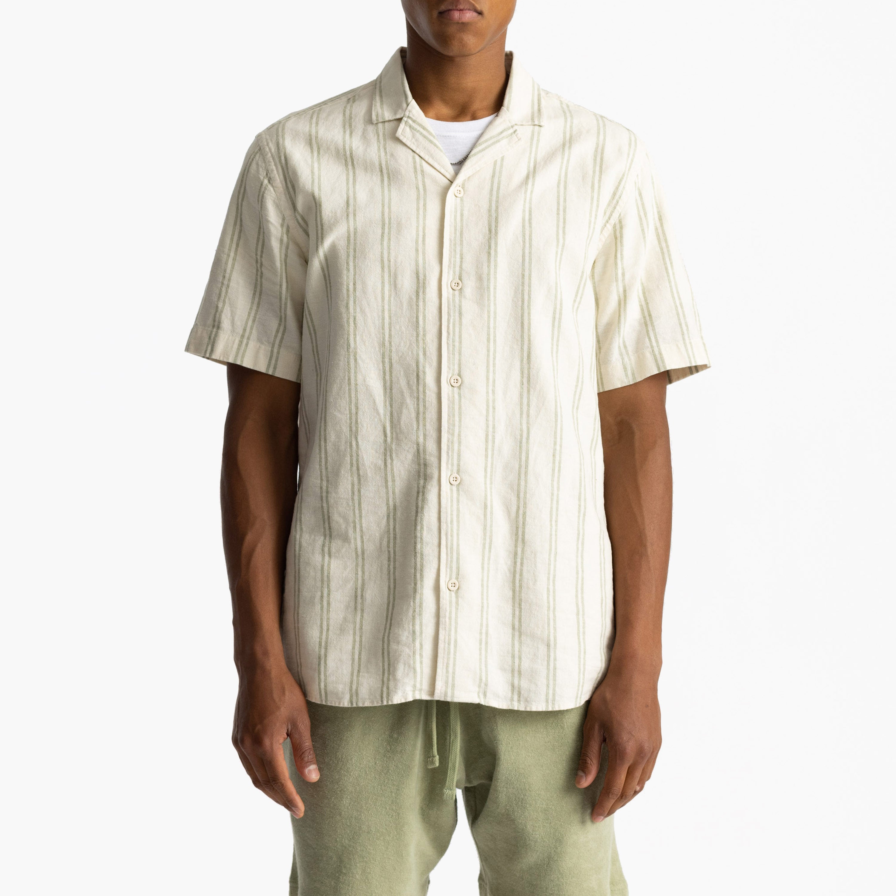 REVOLUTION CUBAN SHIRT BEIGE & LIGHTGREEN - 3865