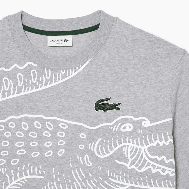 LACOSTE CROCO T-SHIRT LOOSE FIT GREY VIGORÉ AND WHITE - TH5511