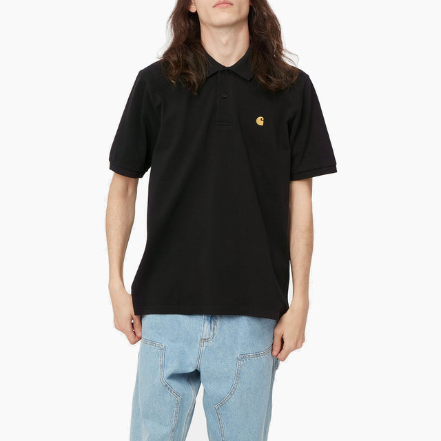 CARHARTT WIP CHASE PIQUÉ POLO BLACK AND GOLD - I023807